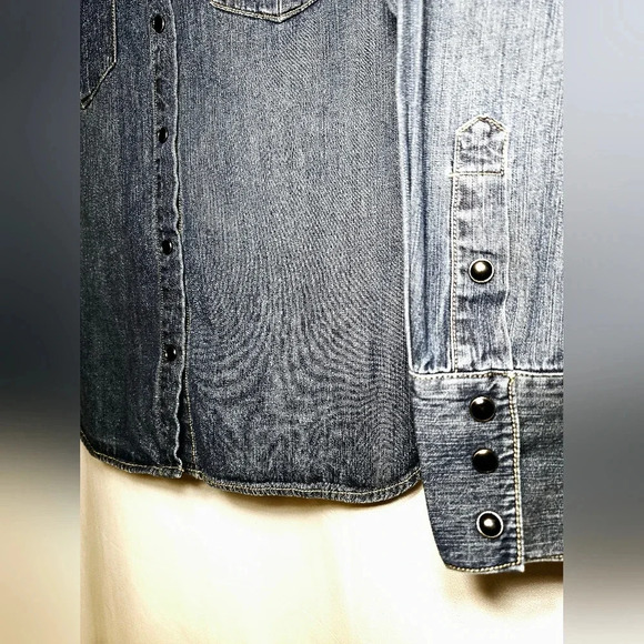 Nili Lotan x Target Womens Blue Denim Collared Jean Button-up Shirt Size XL - Picture 5 of 7